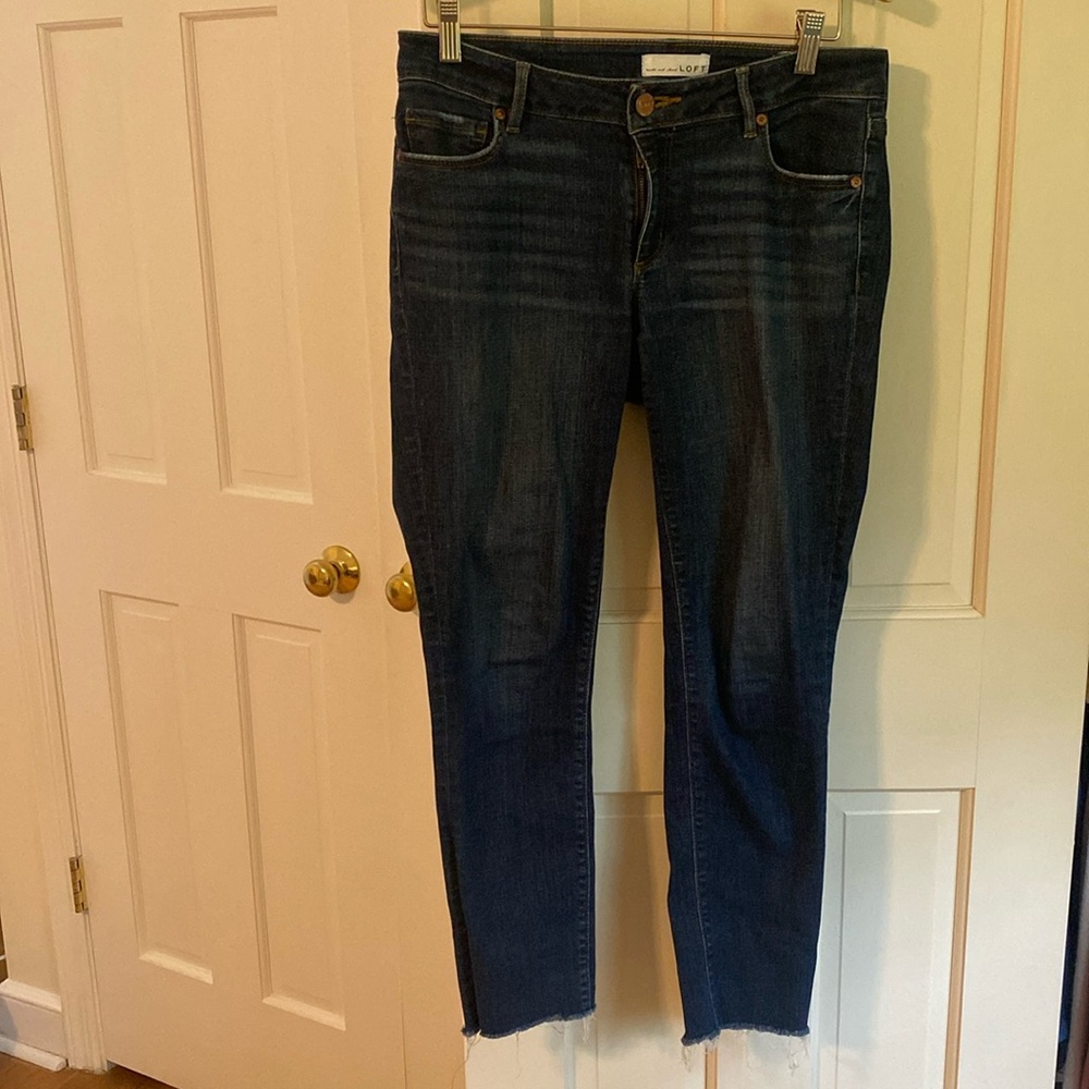 Loft size 4 raw cut bottom jeans